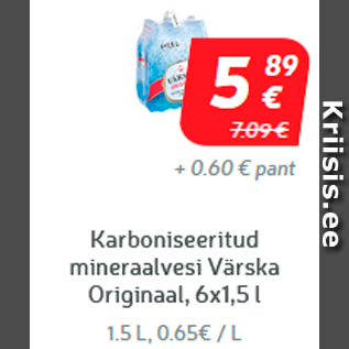 Allahindlus - Karboniseeritud mineraalvesi Värska Originaal, 6x1,5 l