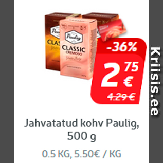 Allahindlus - Jahvatatud kohv Paulig, 500 g