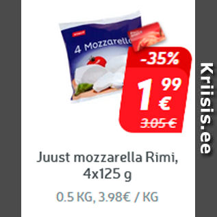 Allahindlus - Juust mozzarella Rimi, 4x125 g