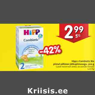 Allahindlus - Hipp 2 Combiotic Bio piimal põhinev jatkupiimasegu, 300 g