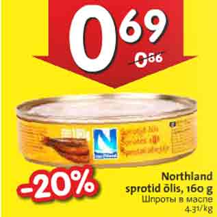 Allahindlus - Northland sprotid õlis, 160 g