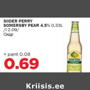 Allahindlus - SIIDER PERRY SOMERSBY PEAR 4,5% 0,33L