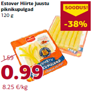 Allahindlus - Estover Hiirte juustu piknikupulgad 120 g