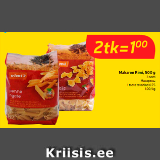 Allahindlus - Makaron Rimi, 500 g