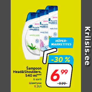 Allahindlus - Šampoon Head&Shoulders, 540 ml***