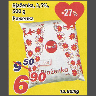 Allahindlus - Rjaženka, 3,5%, 500 g