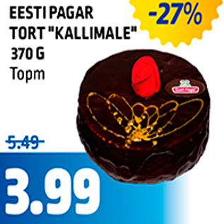 Allahindlus - EESTI PAGAR TORT "KALLIMALE" 370 G