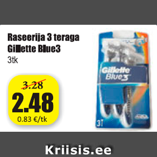 Скидка - Бритва 3 лезвие Gillette Blue3 3 шт.