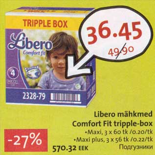 Allahindlus - Libero mähkmed Comfort Fit tripple-box