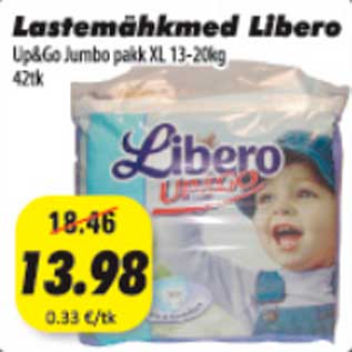 Allahindlus - Lastemähkmed Libero Up/Go Jumbo pakkXL 13-20kg, 42tk