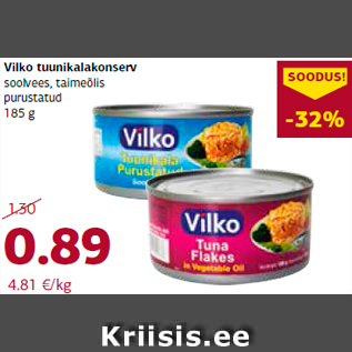 Allahindlus - Vilko tuunikalakonserv