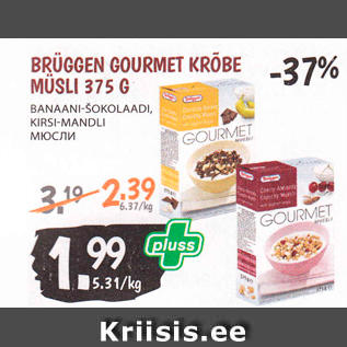 Allahindlus - BRÜGGEN GOURMET KRÕBE MÜSLI 375 G