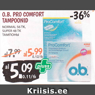 Allahindlus - O.B. PRO COMFORT TAMPOONID