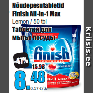 Allahindlus - Nõudepesutabletid Finish All-in-1 Max