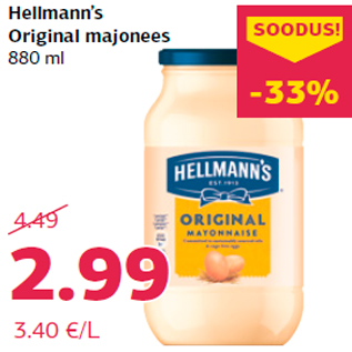 Allahindlus - Hellmann’s Original majonees 880 ml