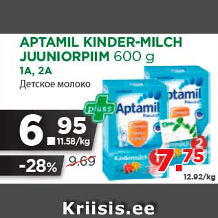 Allahindlus - APTAMIL KINDER-MILCH JUUNIORPIIM 600 g