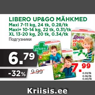 Allahindlus - LIBERO UP&GO MÄHKMED