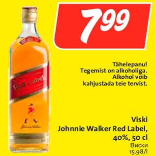 Allahindlus - Viski Johnnie Walker Red Label