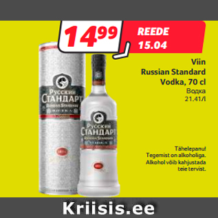 Allahindlus - Viin Russian Standard Vodka, 70 cl