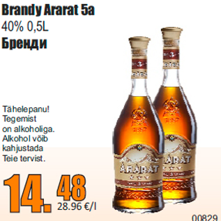 Allahindlus - Brandy Ararat 5a 40% 0,5L