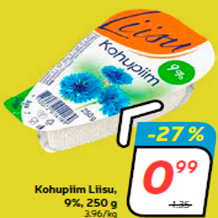 Скидка - Творог Liisu, 9%, 250 г