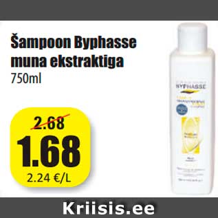 Allahindlus - Šampoon Byphasse muna ekstraktiga 750ml