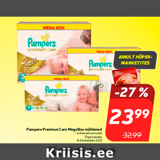 Allahindlus - Pampers Premium Care MegaBox mähkmed