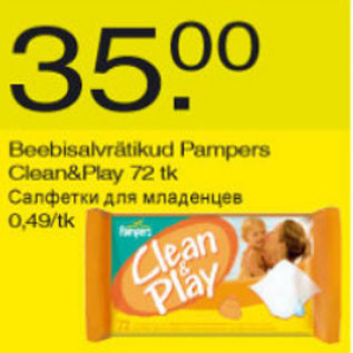 Allahindlus - Beebisalvrätikud Pampers Clean&Play