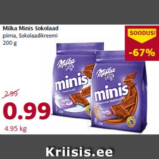 Скидка - Шоколад Minis Milka