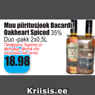 Allahindlus - Muu piiritusjook Bacardi Oakheart Spiced