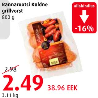 Allahindlus - Rannarootsi Kuldne grillvorst