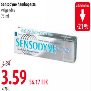 Allahindlus - Sensodyne hambapasta,valgendav