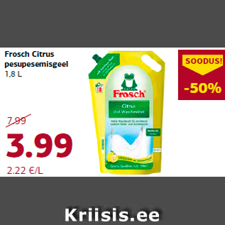 Allahindlus - Frosch Citrus pesupesemisgeel 1,8 L