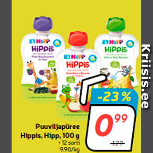 Allahindlus - Puuviljapüree Hippis, Hipp, 100 g