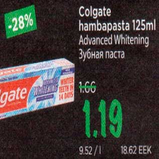 Allahindlus - Colgate hambapasta Advanced Whitening