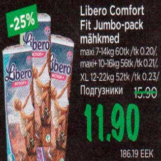 Allahindlus - Libero Comfort Fit Jumbo-pack mähkmed