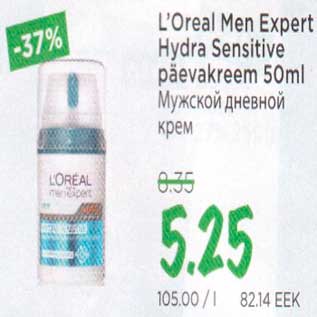 Allahindlus - L`Oreal Men Expert Hydra Sensitive päevakreem