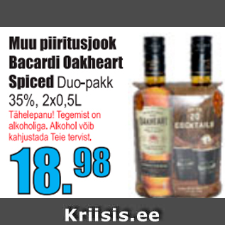 Allahindlus - Muu piiritusjook Bacardi Oakheart Spiced