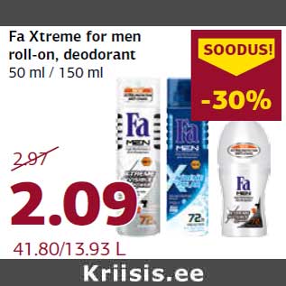 Скидка - Дезодоранты шариковые Fa Xtreme для мужчин