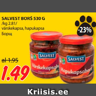 Allahindlus - SALVEST BORŠ 530 G