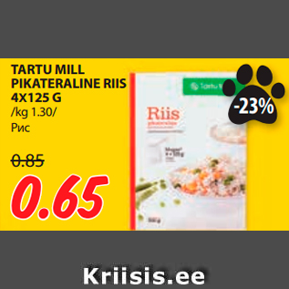 Allahindlus - TARTU MILL PIKATERALINE RIIS 4X125 G