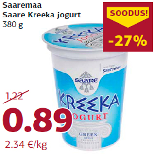 Allahindlus - Saaremaa Saare Kreeka jogurt 380 g