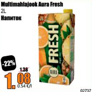 Allahindlus - Multimahlajook Aura Fresh 2 l