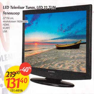 Allahindlus - LED Televiisor Tunex,LED22,TUN
