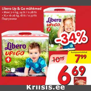 Allahindlus - Libero Up & Go mähkmed