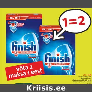 Allahindlus - Finish All-in-1 nõudepesutabletid, 70 t