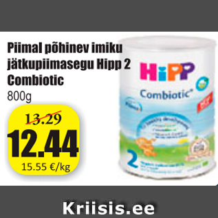 Allahindlus - Piimal põhinev iniku jätkupiimasegu Hipp 2 Combiotic 800 g