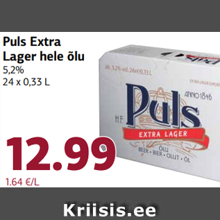 Allahindlus - Puls Extra Lager hele õlu 5,2%