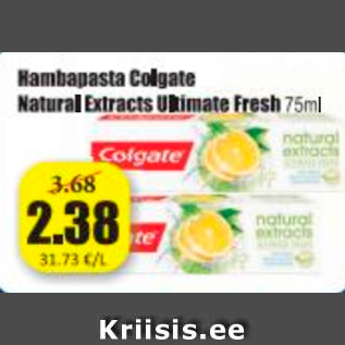 Allahindlus - Hambapasta Colgate Natural Extracts Ultimate Fresh 75 ml