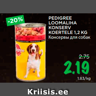 Allahindlus - PEDIGREE LOOMALIHA KONSERV KOERTELE 1,2 KG